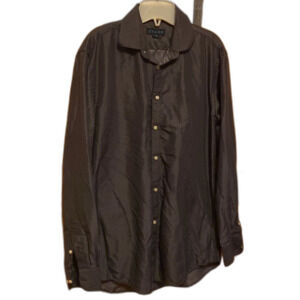 Zylos Mens Funky Print Grey Button Down Dress Shirt Medium 15-15 1/2